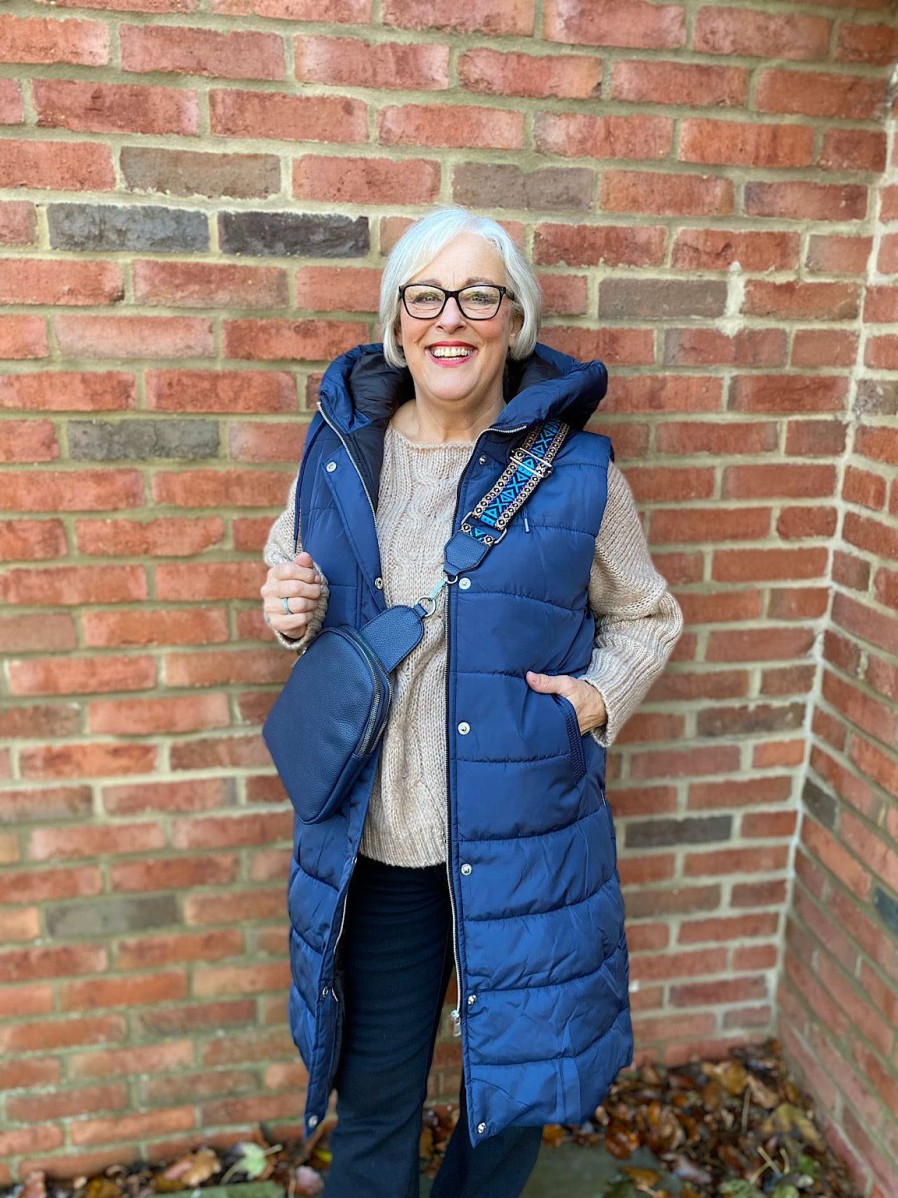 Clothing Posh Mark Gilets | Navy Quilted Zip Detail Gilet Robyn