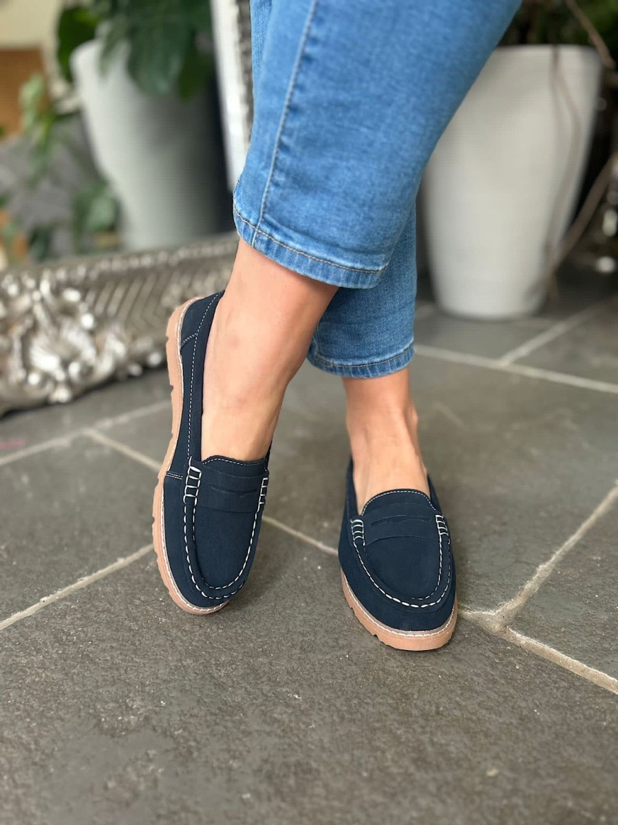 Footwear LJR Footwear | Navy Suede Loafers