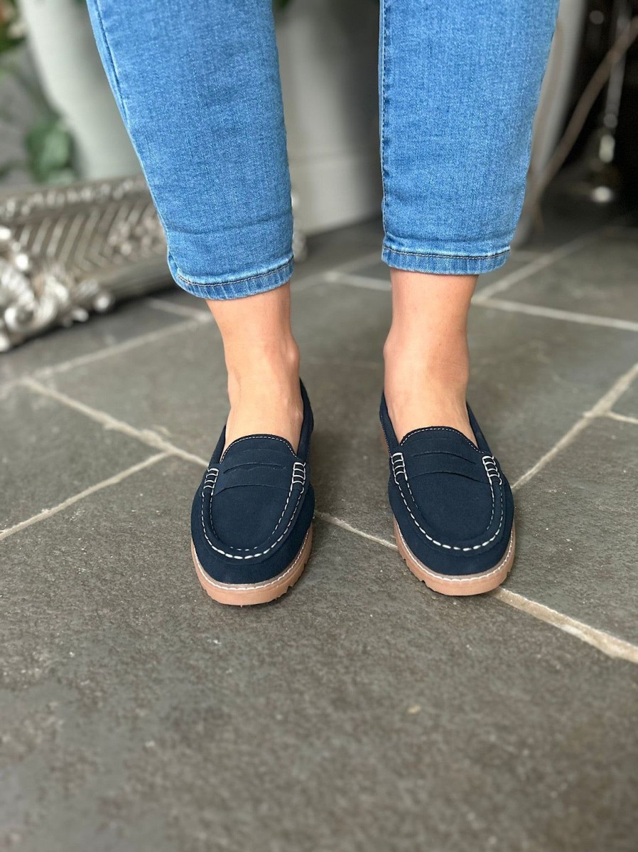 Footwear LJR Footwear | Navy Suede Loafers