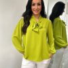 Clothing Paprika Shirts & Blouses | Lime Tie Neck Blouse Grace