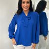 Clothing Paprika Shirts & Blouses | Royal Blue Tie Neck Blouse Grace