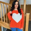 Clothing Paris Collection Chunky Knitwear | Orange Popcorn Heart Knit Julia