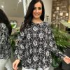 Clothing G9 Shirts & Blouses | Black Multi Flower Print Pleated Blouse Evie