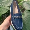 Footwear LJR Footwear | Navy Leather Buckle Loafer