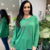 Clothing M&D Fashion Long Sleeve | Green Diamante Feather Knit Rosie