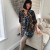 Clothing Fanny Moda | Teal Animal Pattern Tunic Gloria