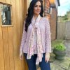 Clothing Tip Top Fashion Long Sleeve | Pink Lightweight Multi Holes Top Finn