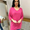 Clothing My Good | Lipstick Pink Lightweight V Neck Tunic Suzie