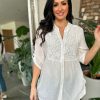 Clothing S&Y Shirts & Blouses | White Crochet Detail Blouse Billie