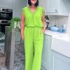 Clothing Gold Fashion Trousers | Lime Wide Leg Pocket Trousers Claudia