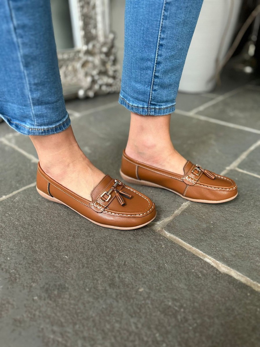 Footwear LJR Footwear | Tan Leather Tassel Loafer