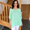 Clothing Miss One Shirts & Blouses | Mint Gold Leaf Blouse Gina