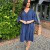 Clothing Elisa Ye | Navy Crochet Tiered Tunic Dress Brenda