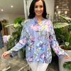 Clothing Natasha Shirts & Blouses | Denim Flower Pattern Blouse April