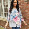 Clothing Miss One Shirts & Blouses | Grey Chiffon Layered Floral Blouse Sienna