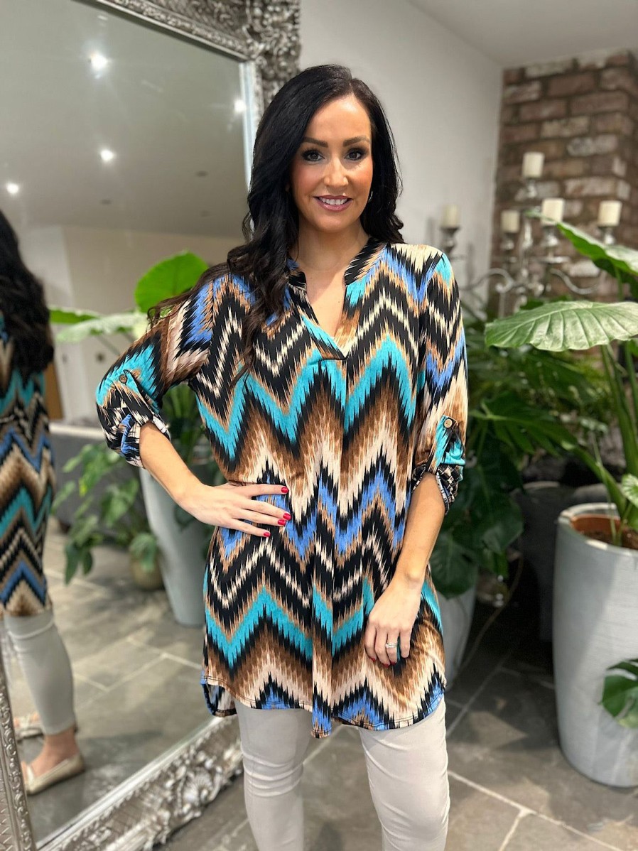 Clothing Fanny Moda | Multi Colour Zig Zag Print Tunic Gloria