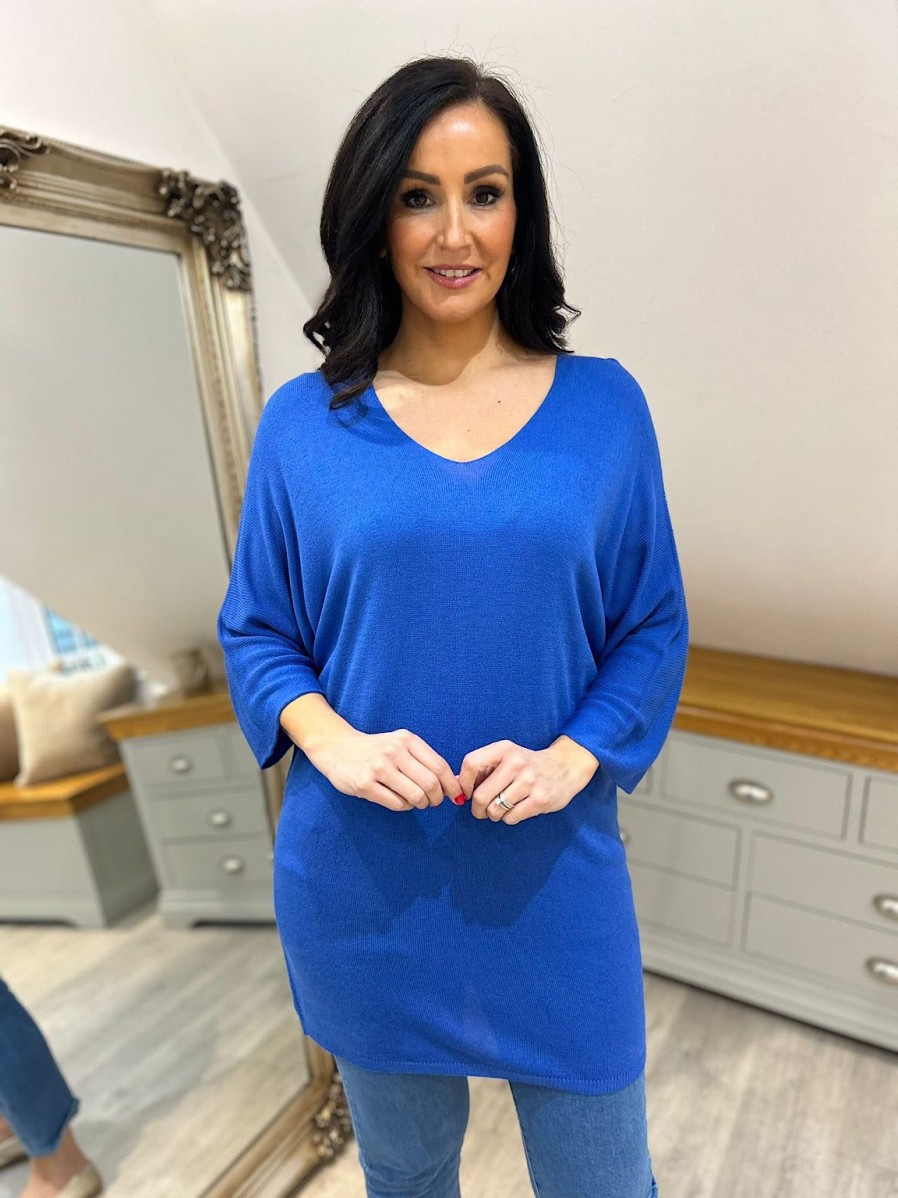 Clothing My Good | Royal Blue Lightweight V Neck Tunic Suzie