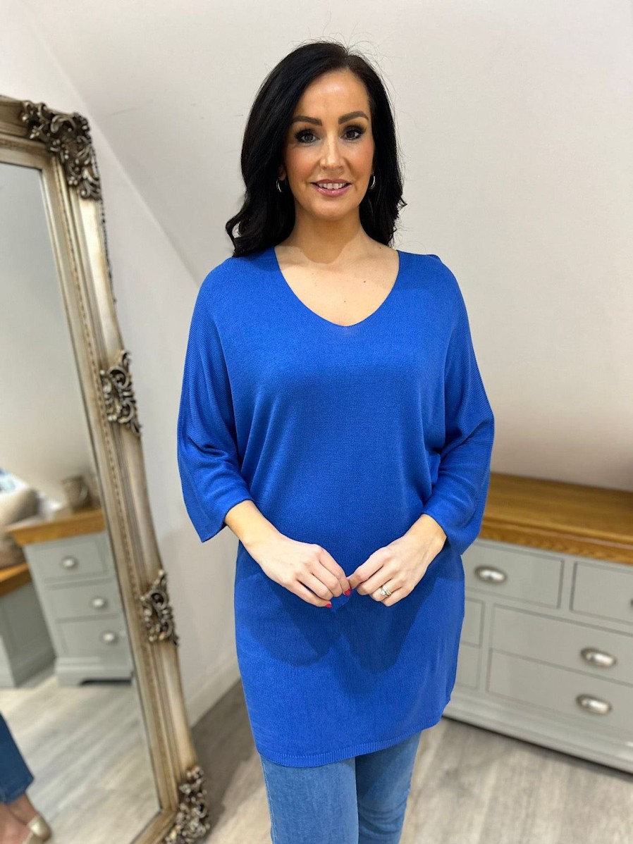 Clothing My Good | Royal Blue Lightweight V Neck Tunic Suzie