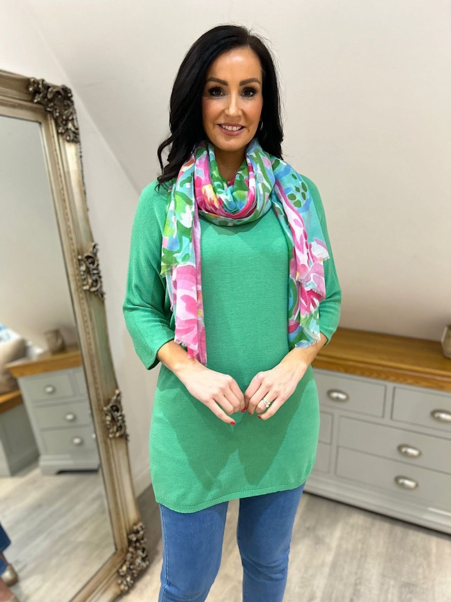 Clothing My Good | Green Lightweight V Neck Tunic Suzie