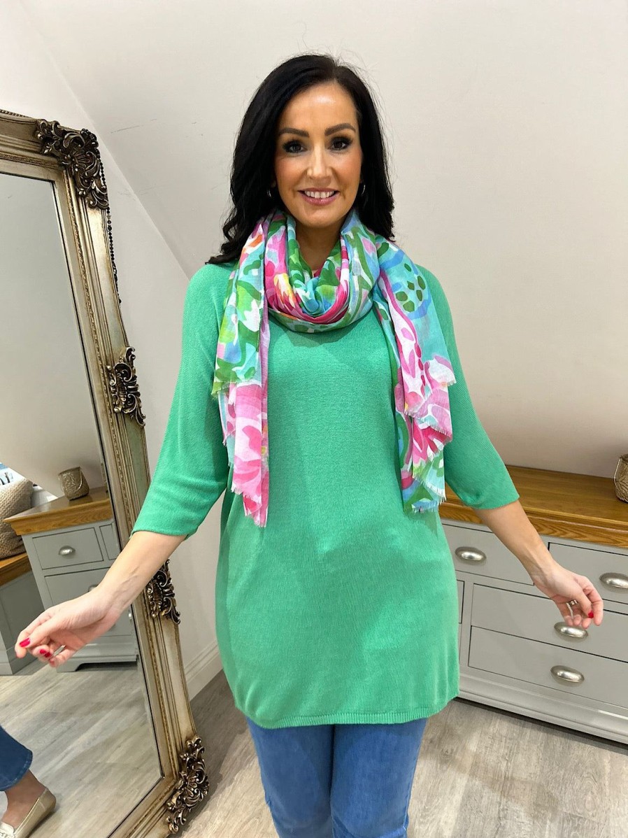 Clothing My Good | Green Lightweight V Neck Tunic Suzie